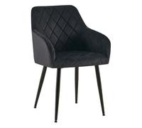 Silla de comedor monett de terciopelo negro 61x53x83 cm