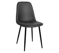 CLP Silla De Comedor Napier En Tela Terciopelo o Polipiel I Butaca De Salón Moderna con Base De Metal, Color:Negro, Material:Cuero sintético Vintage