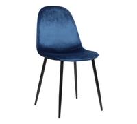 CLP Silla de Comedor tapizada Napier, Silla de Cocina con Respaldo y Estructura de Metal Negro, Silla tapizada para Comedor soporta hasta 150 kg, Color:Azul, Material:Terciopelo