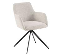 CLP Silla de Comedor giratoria Olema en Tela, butaca 180 Grados con reposabrazos y Respaldo, tapiceria facil de Limpiar | Color Crema