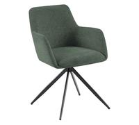 CLP Silla de Comedor Olema en Tela I Silla de salón Moderna & giratoria con Base metálica I Butaca con reposabrazos, Color:Verde Claro