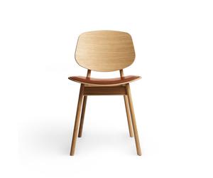 Silla de Comedor Pandora de La Colección Ro con Asiento Tapizado en Cuero de Roble Aceitado y Calvados