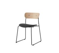Silla de Comedor Pavilion AV52 con Asiento Tapizado en Negro y Lana Reciclada