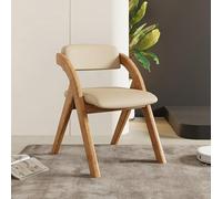 Silla de comedor plegable con cojín, silla plegable de madera para cocina, sala de estar, oficina y balcón - Estilo beige para ahorrar espacio