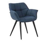 CLP Silla de Comedor Roseville tapizada & Acolchada I Butaca de salón Moderna con Base metálica & reposabrazos, Color:Azul, Material:Tela