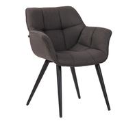 CLP Silla de Comedor Roseville tapizada & Acolchada I Butaca de salón Moderna con Base metálica & reposabrazos, Color:Gris Oscuro, Material:Tela