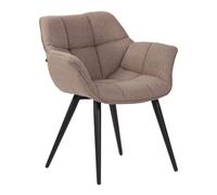 CLP Silla de Comedor Roseville tapizada & Acolchada I Butaca de salón Moderna con Base metálica & reposabrazos, Color:Gris Pardo, Material:Tela