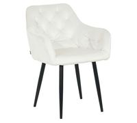 CLP Silla De Comedor Stanley Tapizada En Terciopelo I Butaca De Salón Stanley con Reposabrazos & Base Metálica De 4 Patas, Color:Crema
