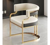Silla de comedor tapizada, asiento de cuero, patas de latón, sillón de respaldo bajo para cocina y comedor
