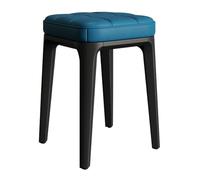 Silla de comedor tapizada azul sin respaldo, taburete de cocina apilable, taburete de bar de plástico resistente con almohadillas para los pies, soporta hasta 400 libras, ideal para comer y
