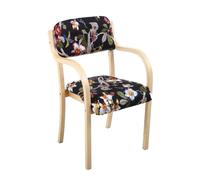 Silla de comedor tapizada con brazos, silla decorativa de madera maciza para cocina, sala de estar y oficina, capacidad máxima de peso de 150 kg, diseño elegante y duradero
