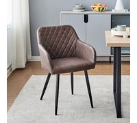 Silla de comedor tapizada de piel sintética para encimera de cocina, moderna silla de sala de estar, silla de tocador con patas de metal, respaldo y reposabrazos, silla decorativa para el hogar