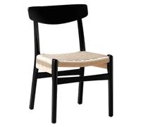Silla de Comedor Tejida con Cuerda Respaldo Medio sin Brazos Estilo Retro WABI-sabi con Patas de Madera Maciza for hogar Restaurante y Sala de Estar(Black)