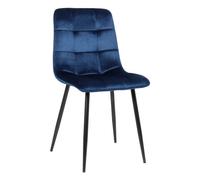 CLP Silla De Comedor Tilde En Tela o Terciopelo I Butaca De Salón Moderna con Base De Metal, Color:Azul, Material de Base:Terciopelo