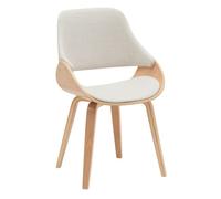 CLP Silla de Comedor Vangale tapizada en Polipiel o Tela I Butaca de salón Moderna con Base Madera & 4 Patas, Color:Natural/Crema, Material:Tela
