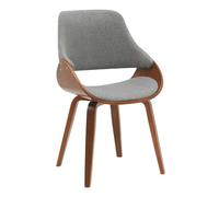 CLP Silla de Comedor Vangale tapizada en Polipiel o Tela I Butaca de salón Moderna con Base Madera & 4 Patas, Color:Nuez/Gris Oscuro, Material:Tela