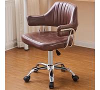 Silla de computadora con respaldo medio marrón giratoria de 360° para el hogar, dormitorio, estudio, sala de estar, diseño ergonómico, comodidad elegante
