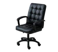 Silla de computadora elevando la silla de computadora giratoria PU asiento de cuero s estudio silla de oficina altura silla ejecutiva ajustable para la oficina dormitorio de alumnos, negro LWX