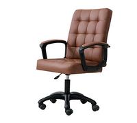 Silla de computadora elevando la silla rotativa de la computadora PU asiento de cuero s estudio silla de oficina altura silla ejecutiva ajustable para la oficina dormitorio de alumnos, marrón LWX