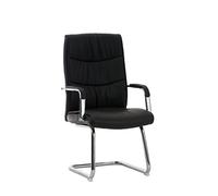 Silla De Conferencia Caro En Cuero Sintético I Silla De Escritorio Estilo Cantiléver I Silla De Espera con Base Metálica I Color:, Color:Negro