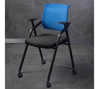 Silla de Conferencia ergonómica Profesional con Ruedas, Ideal para el hogar, la Escuela, la Sala de formación y la Sala de Espera. Sillón apilable de Malla (Azul).