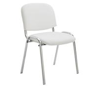 CLP Silla De Conferencia Ken Chrom En Simil Cuero I Silla Confidente Apilable I Silla De Oficina Sin Ruedas con Base de Metal I Color:, Color:Blanco