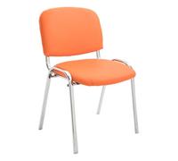 CLP Silla De Conferencia Ken Chrom En Simil Cuero I Silla Confidente Apilable I Silla De Oficina Sin Ruedas con Base de Metal I Color:, Color:Naranja