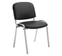 CLP Silla De Conferencia Ken Chrom En Simil Cuero I Silla Confidente Apilable I Silla De Oficina Sin Ruedas con Base de Metal I Color:, Color:Negro