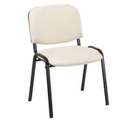 CLP Silla de Visitas Ken en Cuero Sintético I Silla de Conferencias Apilable I Silla de Reuniones Capacidad máx. 120 kg I Color:, Color:Crema