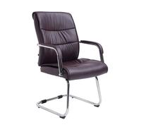 CLP Silla Estilo Cantilever Sievert Tapizada En Cuero Sintético I Silla De Conferencias con Reposabrazos I Silla De Oficina Sin Ruedas, Color:marrón