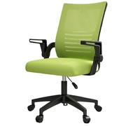 Silla de conferencias ajustable con respaldo de metal en forma de C, reposabrazos giratorios de 90°, diseño ergonómico para uso doméstico y de oficina (negro y verde)