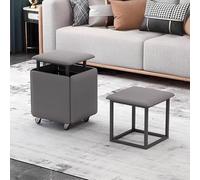 Silla de cubo anidable 5 en 1 con reposapiés de cuero, marco de metal, reposapiés para sala de estar, oficina o espacios pequeños