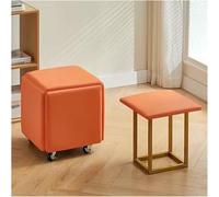 Silla De Cubo Otomano De Anidación 5 En 1 Taburete De Silla De Sofá Apilable, Silla De Aderezo Móvil De Banco Otomano De Banca Cuadrada con Ruedas Giratorias para Sala De Estar