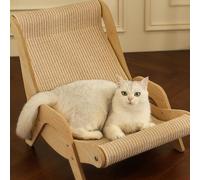 Silla de descanso de sisal para gatos, cama rascadora de sisal, mecedora de madera para gatos, cama elevada para gatos, silla rascadora de sisal de madera para mascotas, acogedora tumbona para balcón
