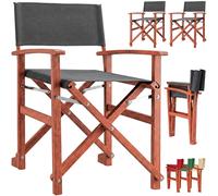 Silla de director antracita juego de 2 madera de eucalipto certificada FSC® Silla de jardín plegable hasta 160 kg