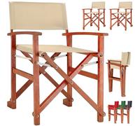 Silla de director crema Juego de 2 madera de eucalipto con certificación FSC® Silla de jardín plegable hasta 160 kg
