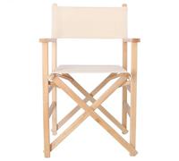 Silla de Director de Madera con Barniz con Lona de Color Crudo