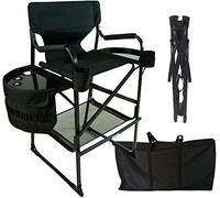 Silla de director de maquillaje plegable de aluminio portátil con soporte para bebidas y capacidad de 300 libras, ideal para directores profesionales al aire libre y estilistas