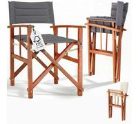 Silla de director Madera de eucalipto antracita de primera calidad con certificado FSC® Tapizada hasta 160 kg