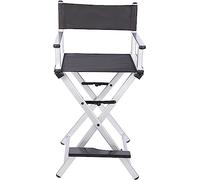 Silla de director plegable profesional, silla de maquillaje portátil de aluminio para artistas, ideal para acampar y uso al aire libre, ligera y resistente (plata)