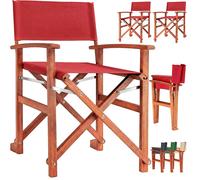 Silla de director roja juego de 2 madera de eucalipto certificada FSC® Silla de jardín plegable hasta 160 kg