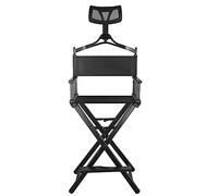 Silla de director Silla de artista de maquillaje con reposacabezas, Silla de director plegable, Silla portátil de aluminio, Silla de director plegable Silla de artista de maquillaje ( Color : Negro )