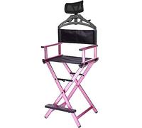 Silla de director Silla de artista de maquillaje con reposacabezas, Silla de director plegable, Silla portátil de aluminio, Silla de director plegable Silla de artista de maquillaje ( Color : Rose Red