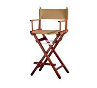 Silla de Director Taburete Plegable Ligera Portátil Director Maquillaje Hotel Restaurante Casa Terraza Bar Maquillaje Madera de Haya Tela Alta Maquilladora Plegable (Marco caoba - Tela tórtola)