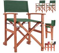 Silla de director verde juego de 2 madera de eucalipto certificada FSC® Silla de jardín plegable hasta 160 kg