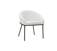 Silla de diseño de terciopelo chenilla beige y metal negro JENNA