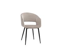 Silla de diseño de terciopelo color topo con patas de metal negro PRISMA