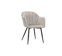 Silla de diseño de terciopelo color topo y patas de metal negro MILLY