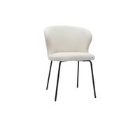 Silla de diseño en tejido borreguillo blanco y metal negro YDA