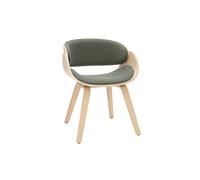 Silla de diseño en tela verde caqui y madera clara BENT